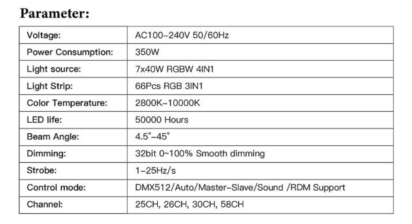 Moving Mac Aura 7x40W RGBW Com Borda